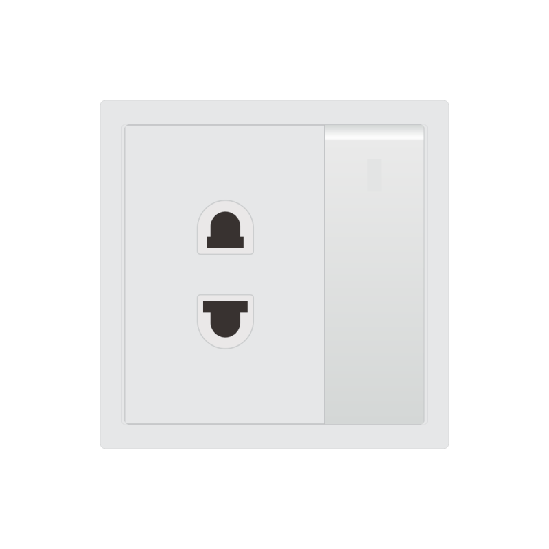 Bộ ổ cắm 2 chấu và công tắc 1 nút nhấn 1 chiều C1B324